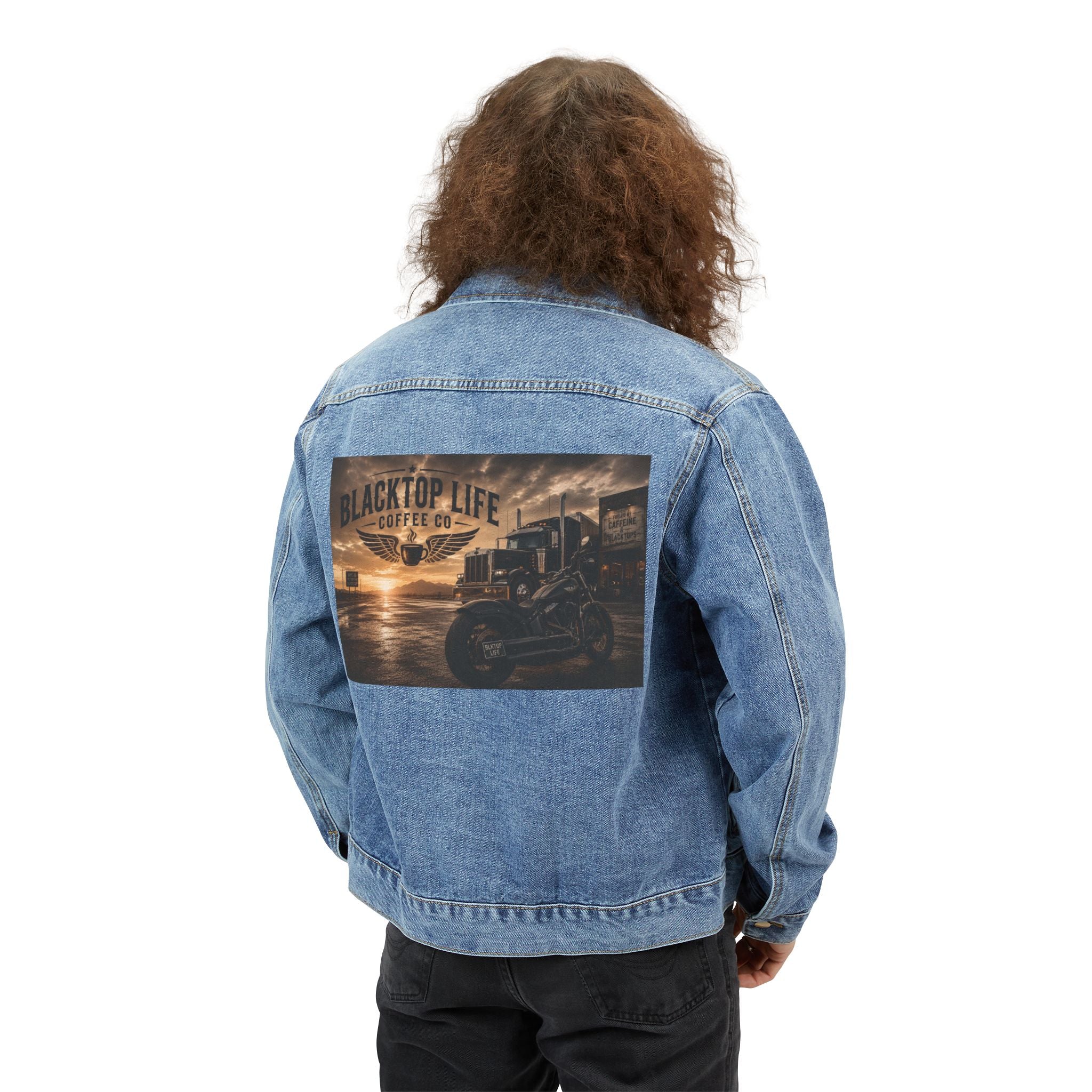 Denim Jacket — 'Blacktop Life' Trucker Graphic Back Patch