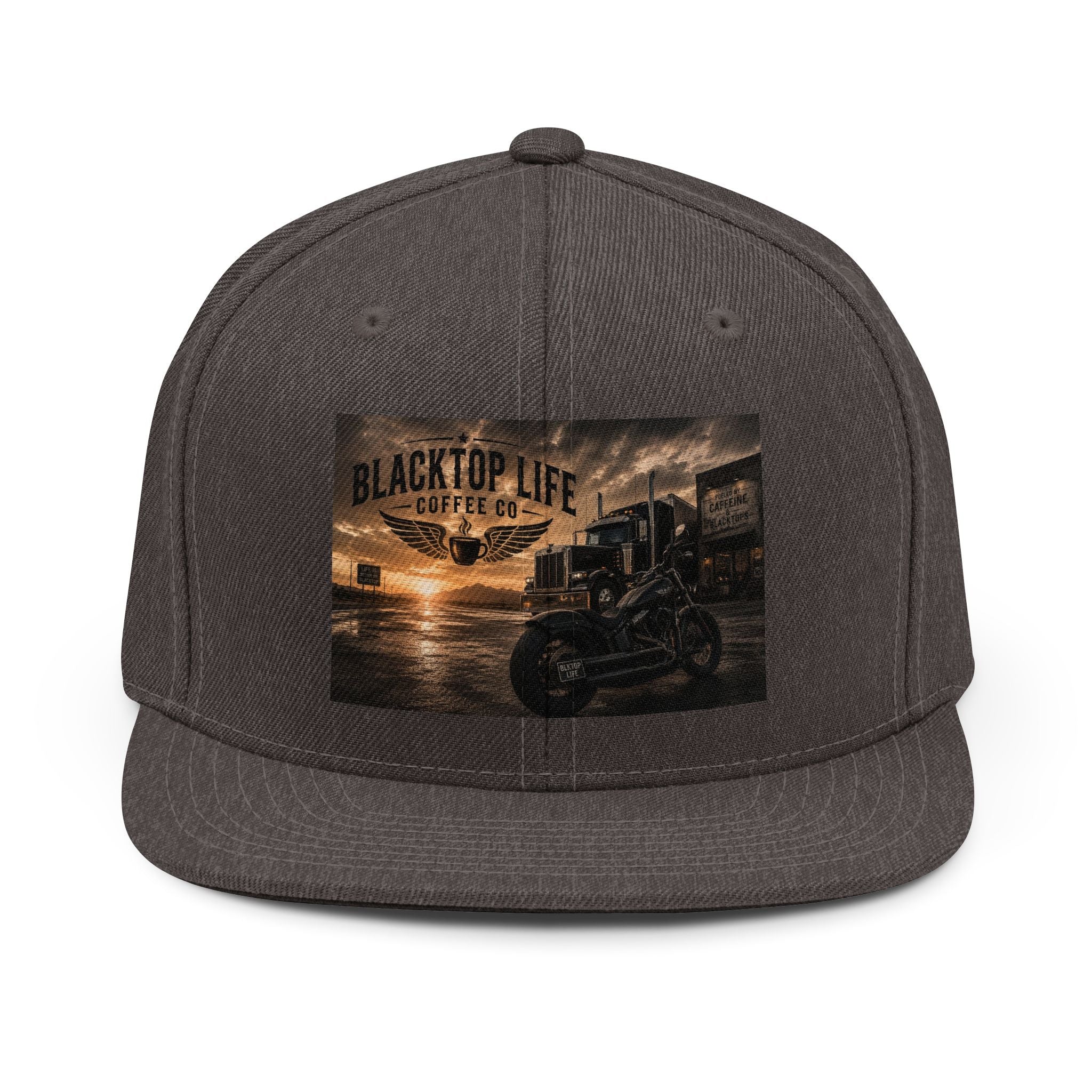 Snapback Hat — Blacktop Life Coffee Co. Motorcycle Logo
