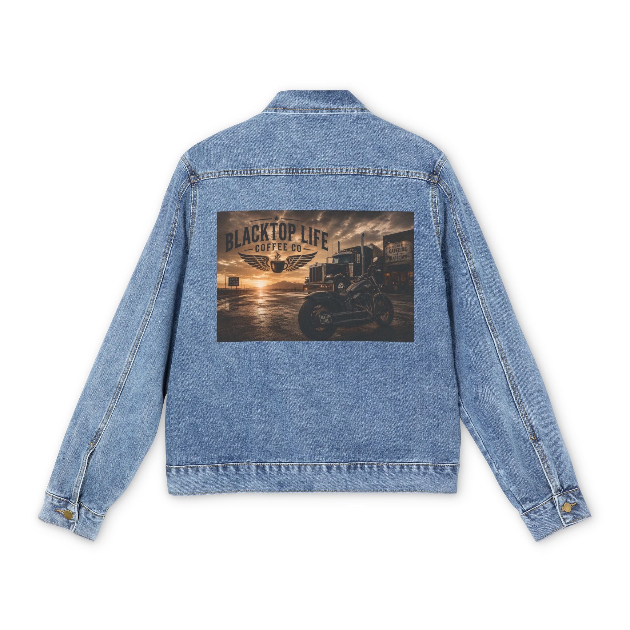 Denim Jacket — 'Blacktop Life' Trucker Graphic Back Patch