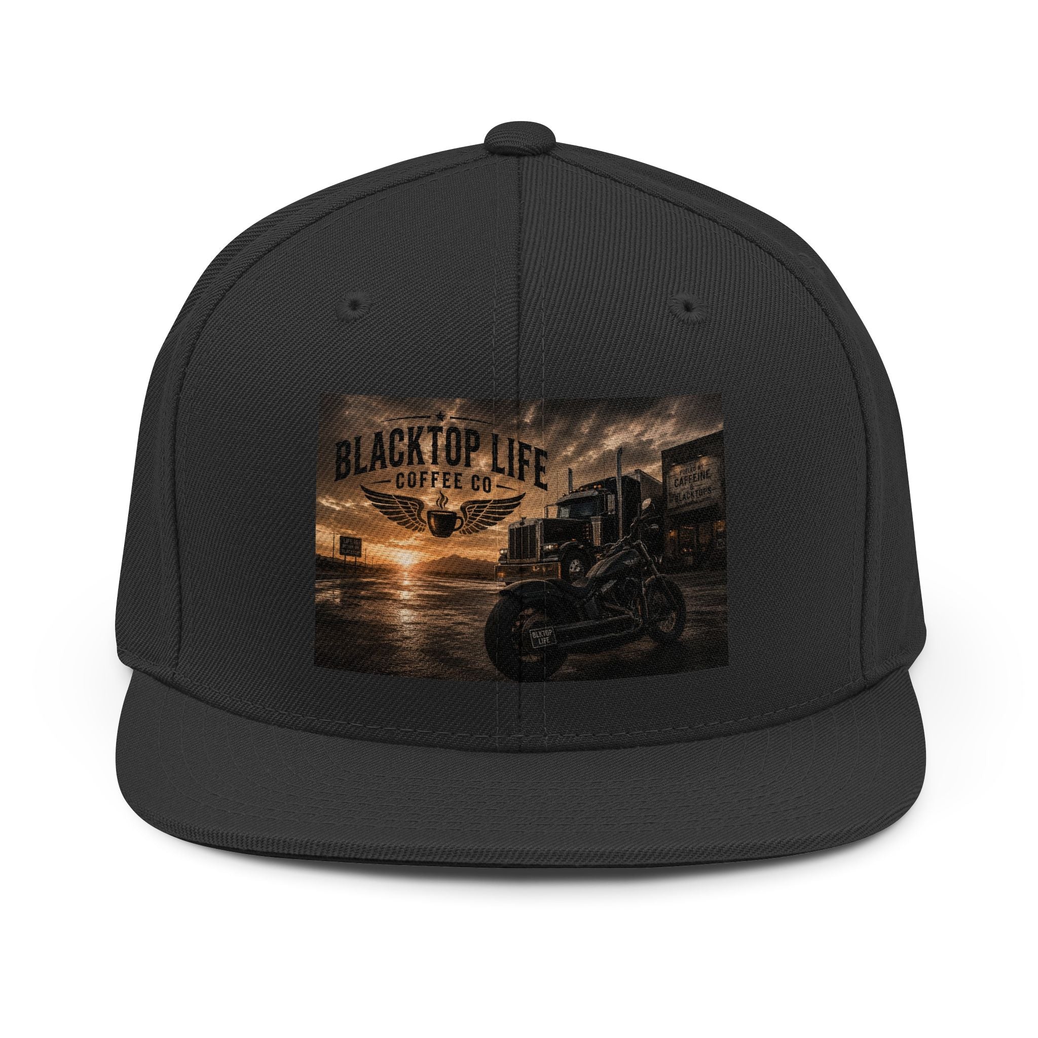 Snapback Hat — Blacktop Life Coffee Co. Motorcycle Logo