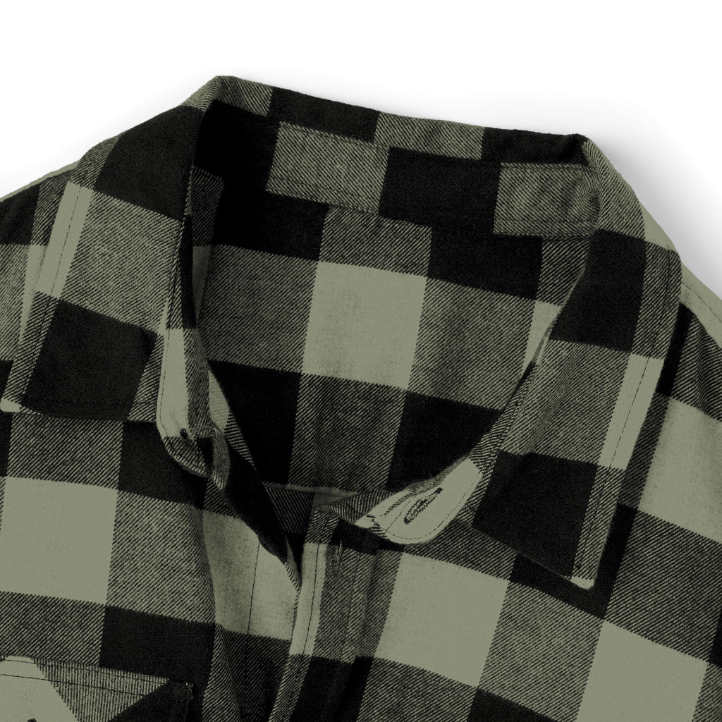 Green Buffalo Plaid Flannel Shirt — Vintage Outdoorsy Pocket Graphic